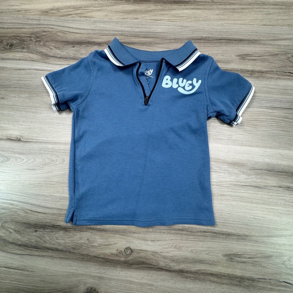 Bluey Toddler Boys Blue Quarter Zip Polo Shirt‎ Size 5T
